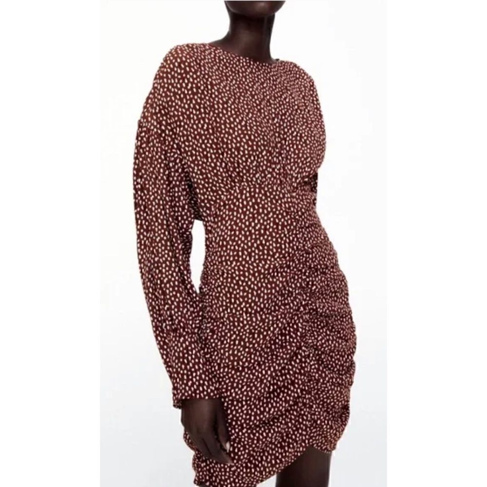 NWT Zara Draped Printed Mini Dress, Size XS